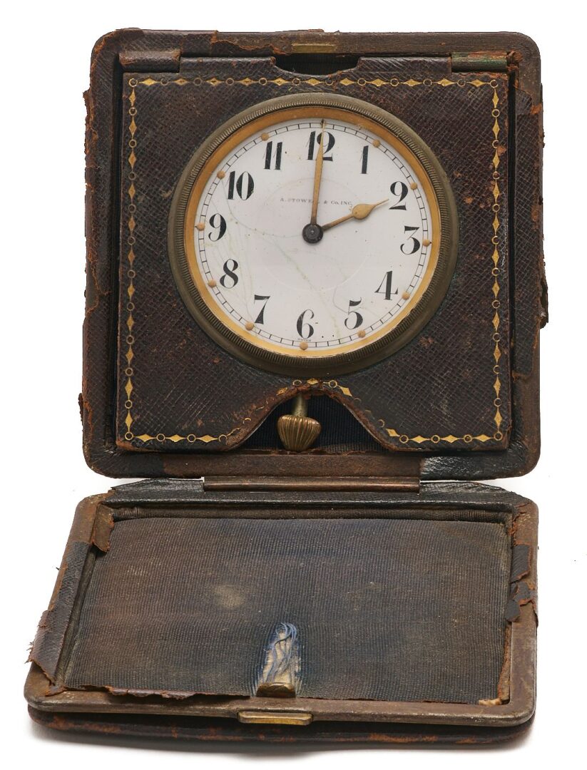 Lot 268: Charles Hour Pocket Watch & A. Stowell Travel Clock