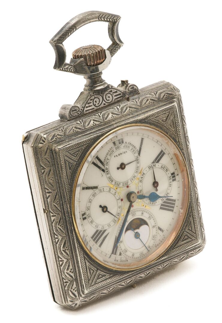 Lot 268: Charles Hour Pocket Watch & A. Stowell Travel Clock