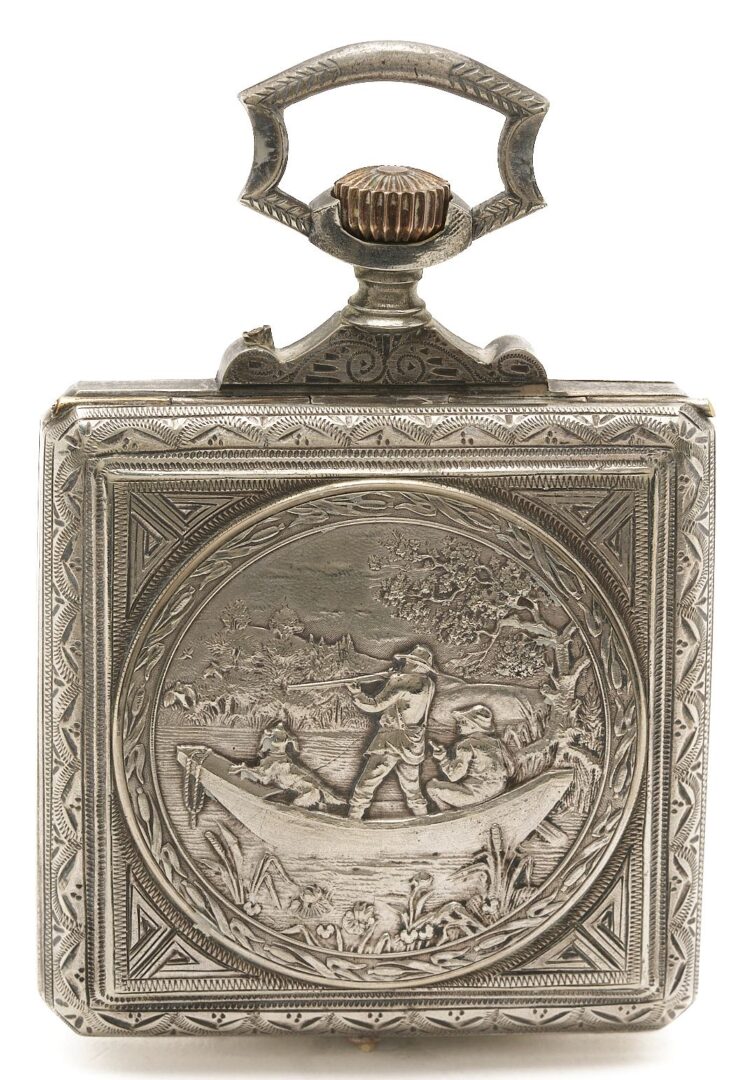 Lot 268: Charles Hour Pocket Watch & A. Stowell Travel Clock