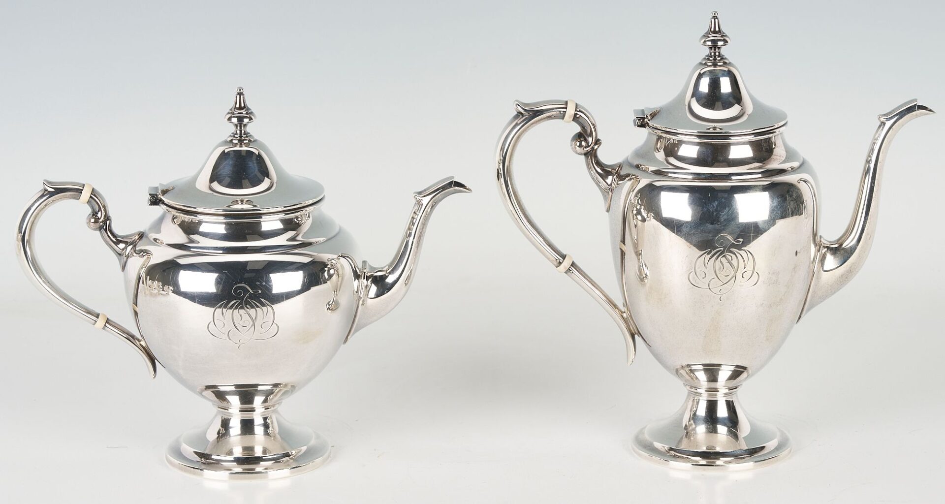 Lot 270: Gorham Sterling  5-Piece Coffee and Tea Service, Puritan Pattern