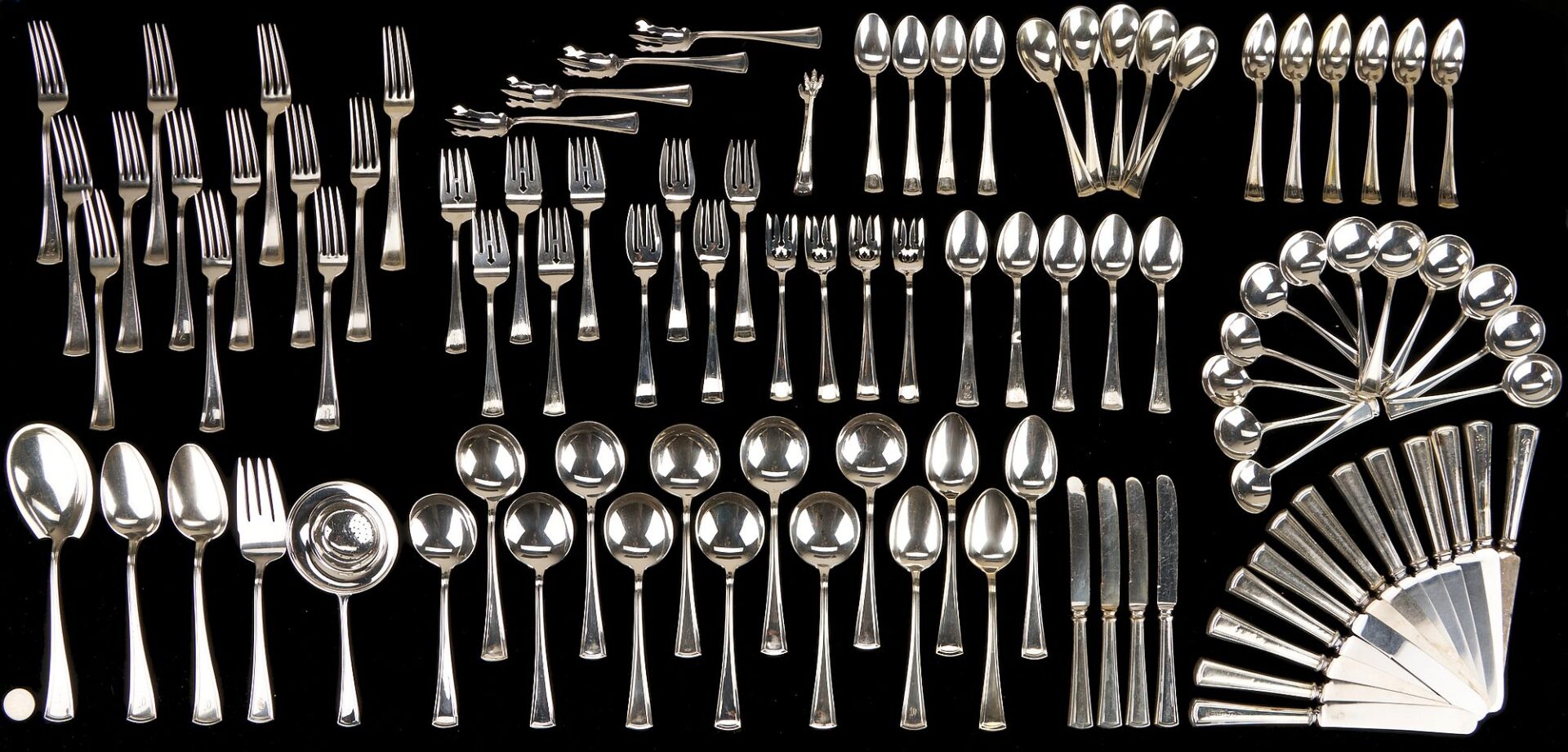 Lot 272: 99 Pcs. Dominick & Haff Sterling Silver Flatware, Virginia Pattern