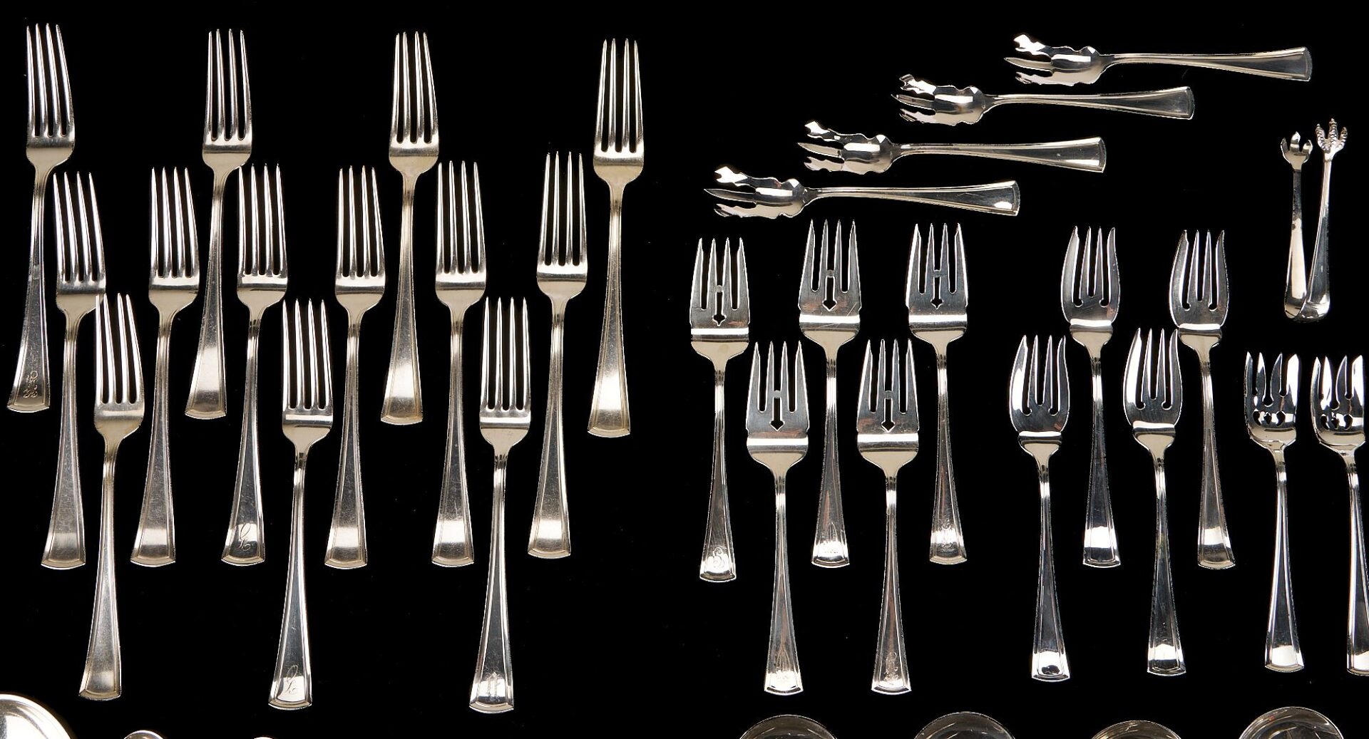 Lot 272: 99 Pcs. Dominick & Haff Sterling Silver Flatware, Virginia Pattern