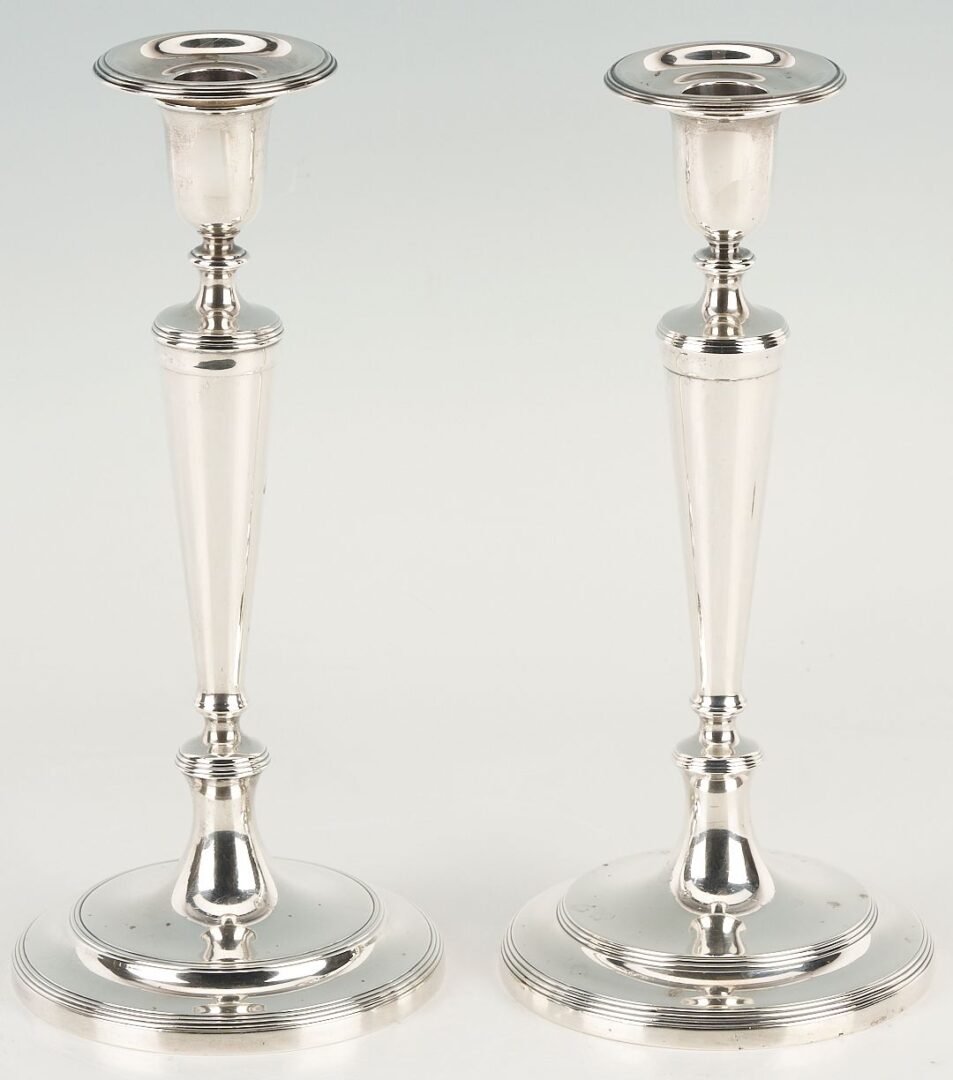 Lot 280: Pair Tiffany & Co. Sterling Silver Candle Sticks, Hamilton