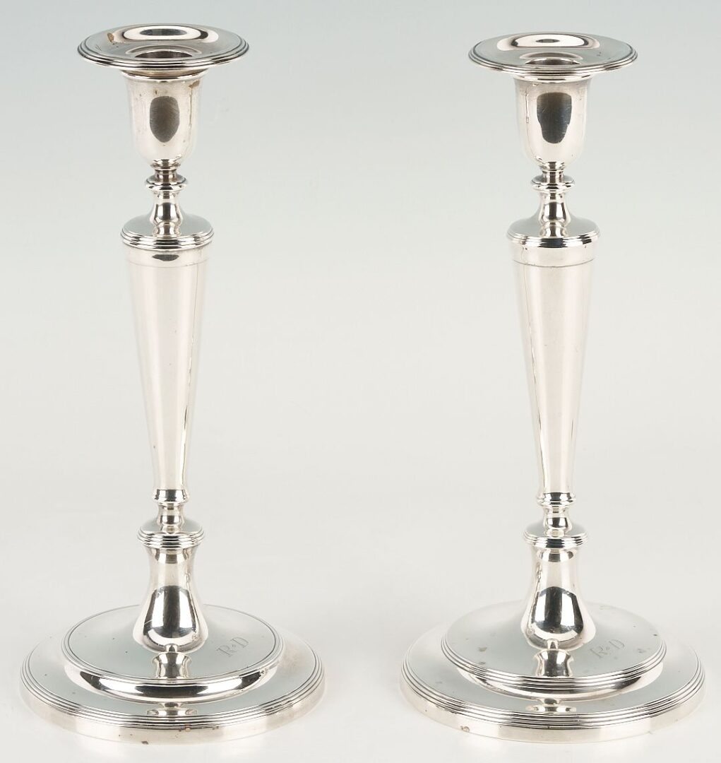 Lot 280: Pair Tiffany & Co. Sterling Silver Candle Sticks, Hamilton