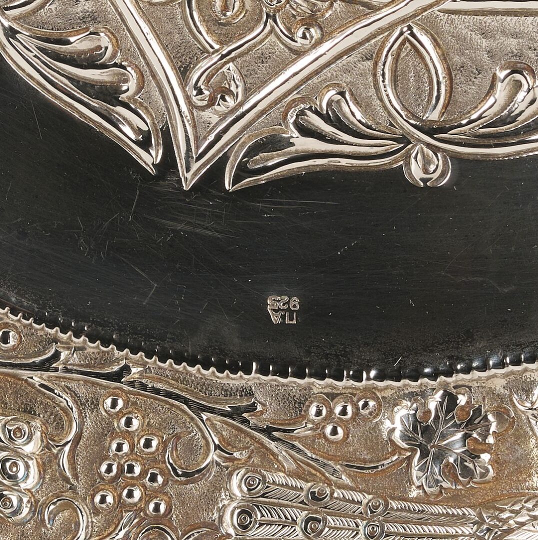 Lot 285: Sterling Silver Footed Bowl, Peacock Decoration