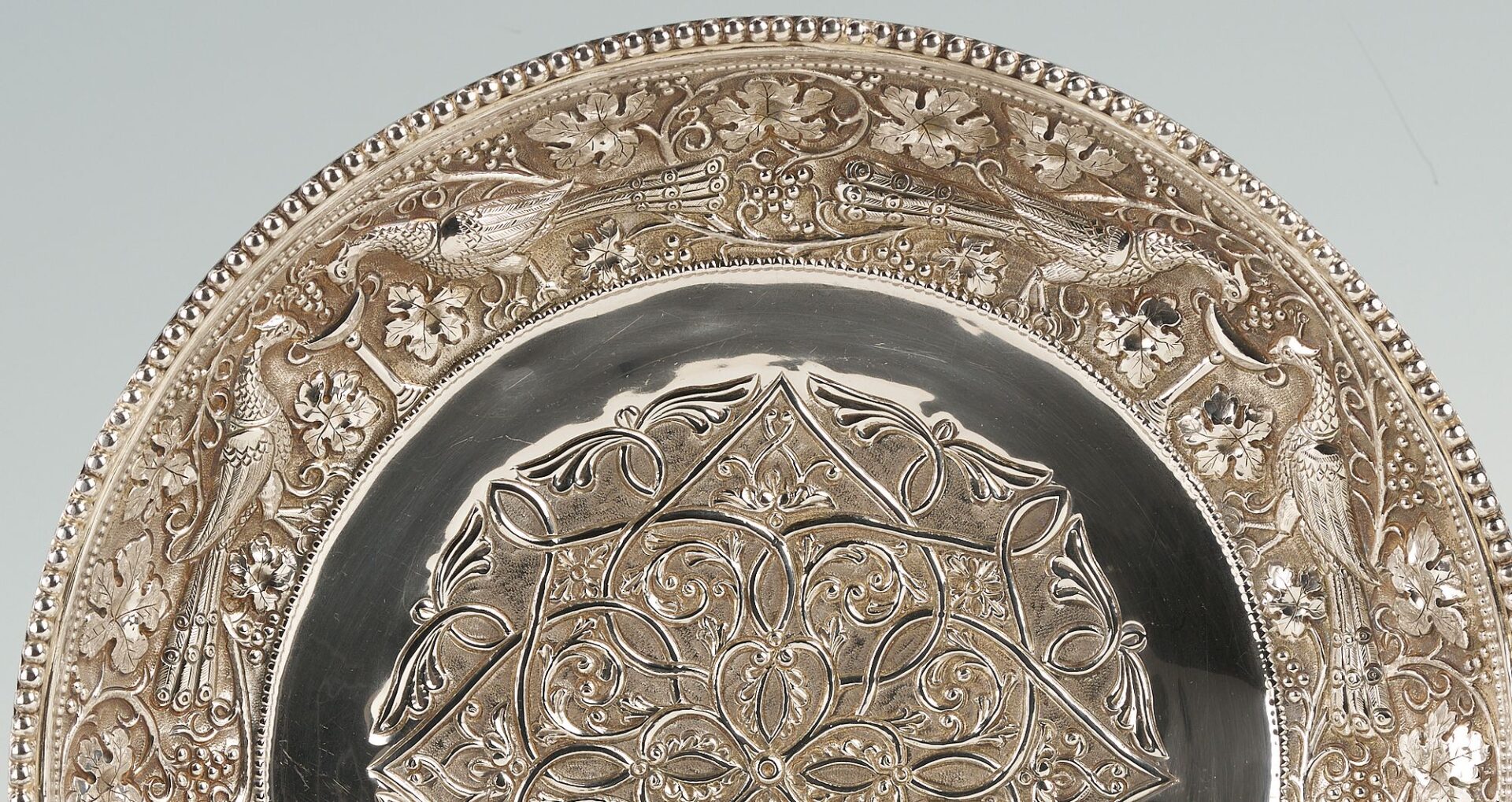 Lot 285: Sterling Silver Footed Bowl, Peacock Decoration