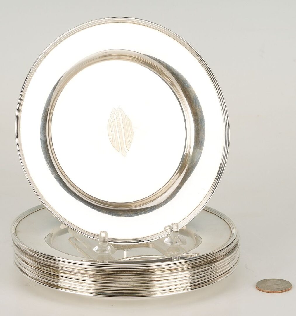 Lot 287: 12 Heavy Sterling Bread and Butter Plates