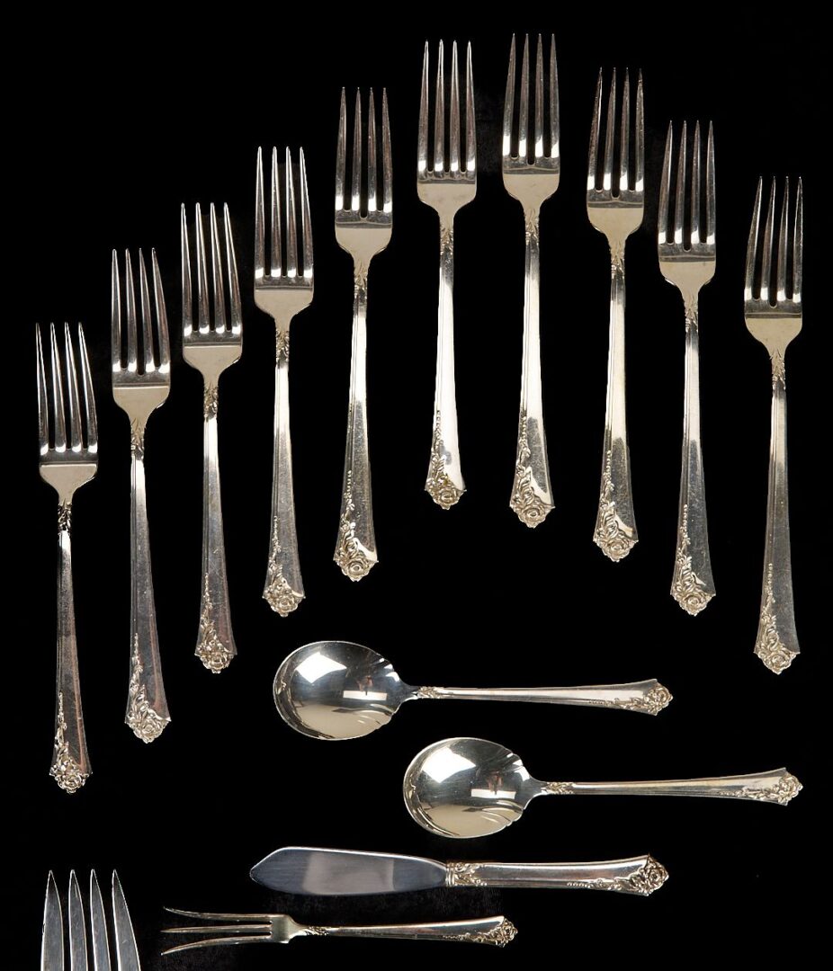 Lot 289: 40 pieces Heirloom Sterling Flatware, Damask Rose