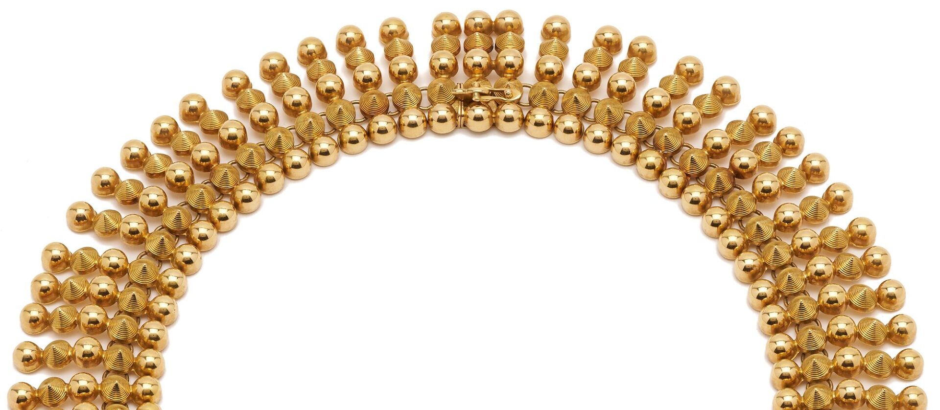 Lot 28: 18K Gold Italian Etruscan Revival Collar Necklace by Oreste Guidi