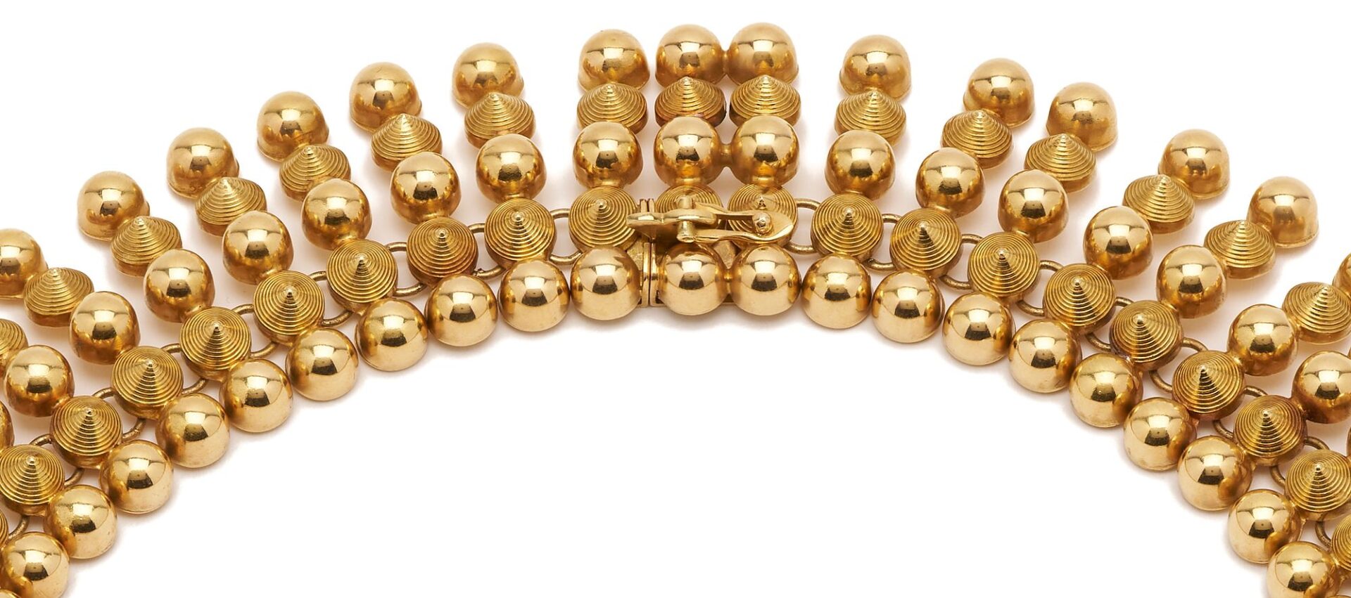 Lot 28: 18K Gold Italian Etruscan Revival Collar Necklace by Oreste Guidi