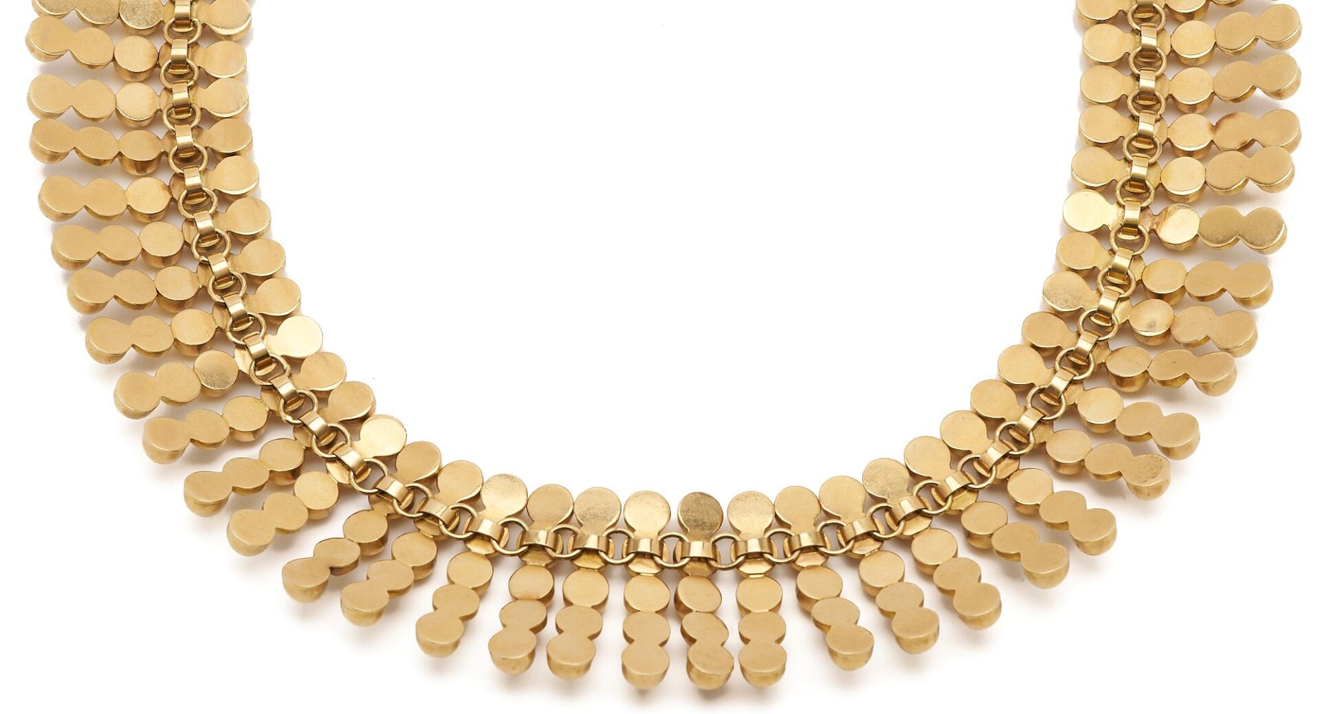 Lot 28: 18K Gold Italian Etruscan Revival Collar Necklace by Oreste Guidi