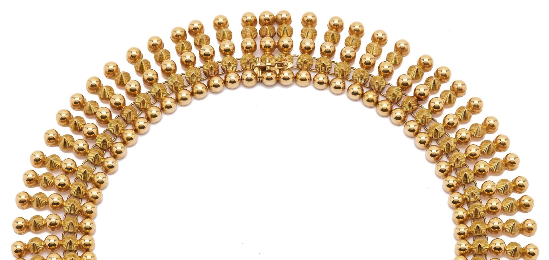 Lot 28: 18K Gold Italian Etruscan Revival Collar Necklace by Oreste Guidi