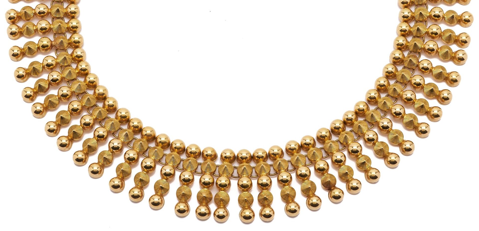 Lot 28: 18K Gold Italian Etruscan Revival Collar Necklace by Oreste Guidi