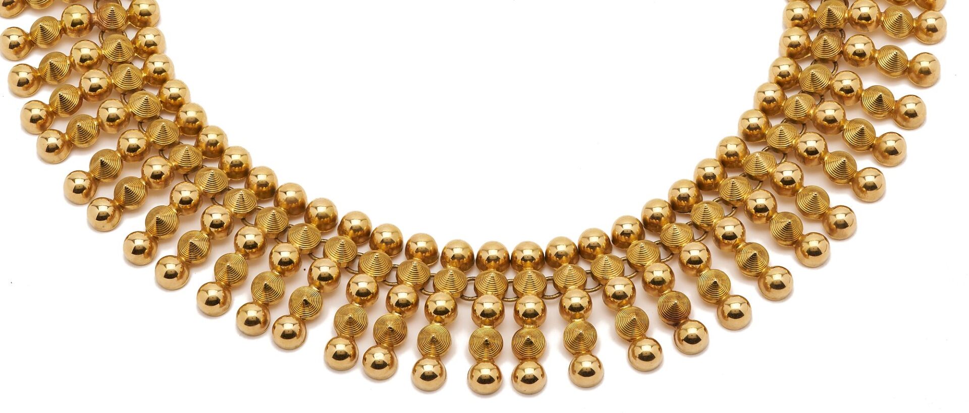 Lot 28: 18K Gold Italian Etruscan Revival Collar Necklace by Oreste Guidi