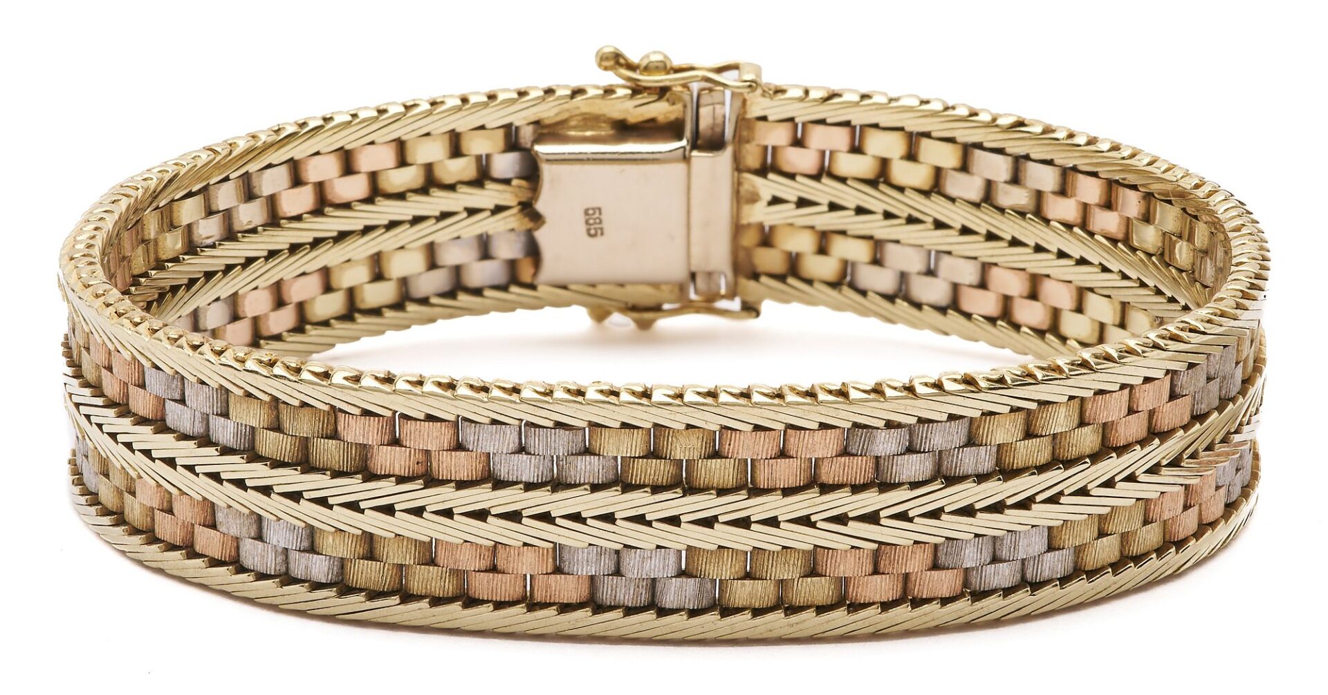 Lot 295: 14K Gold Tricolor Bracelet
