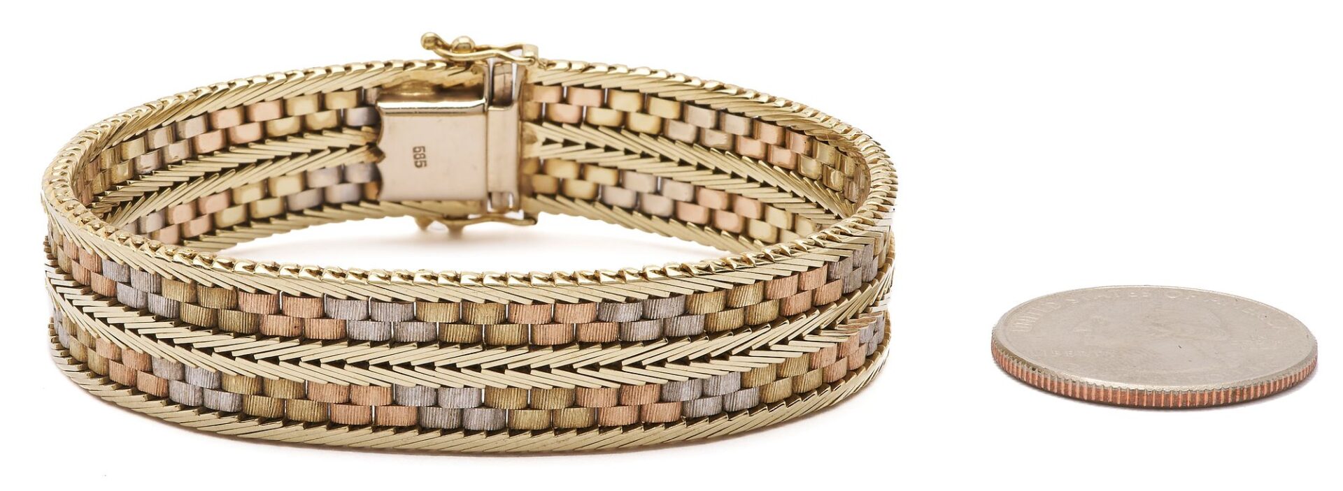 Lot 295: 14K Gold Tricolor Bracelet