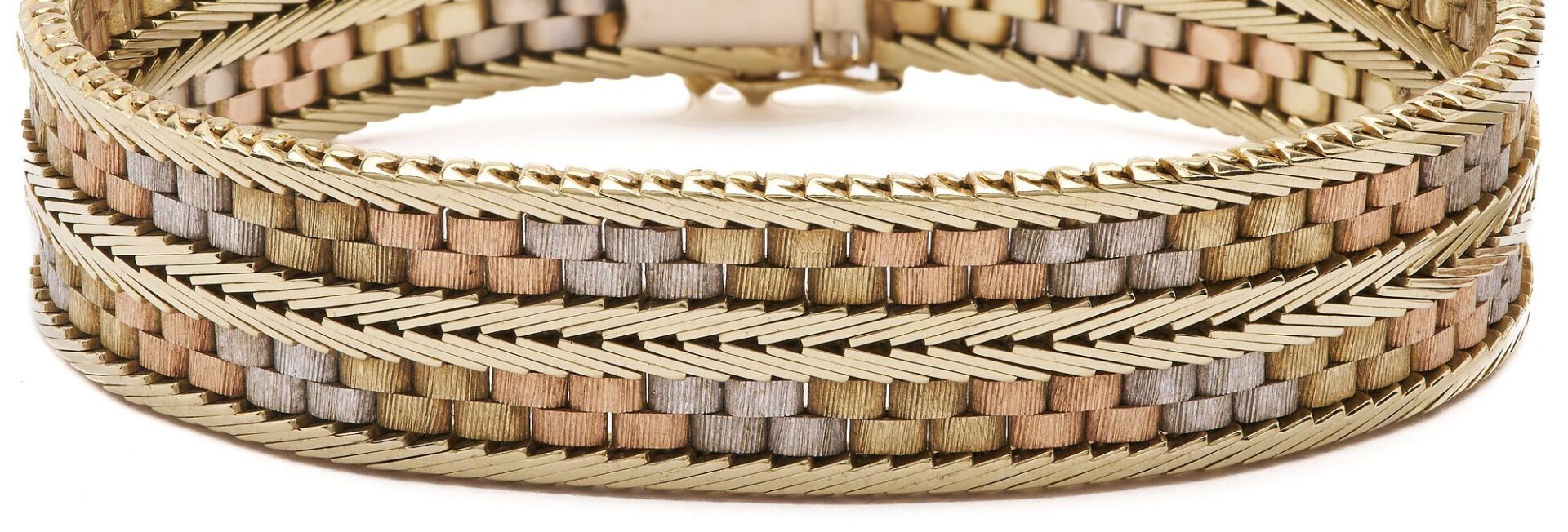 Lot 295: 14K Gold Tricolor Bracelet