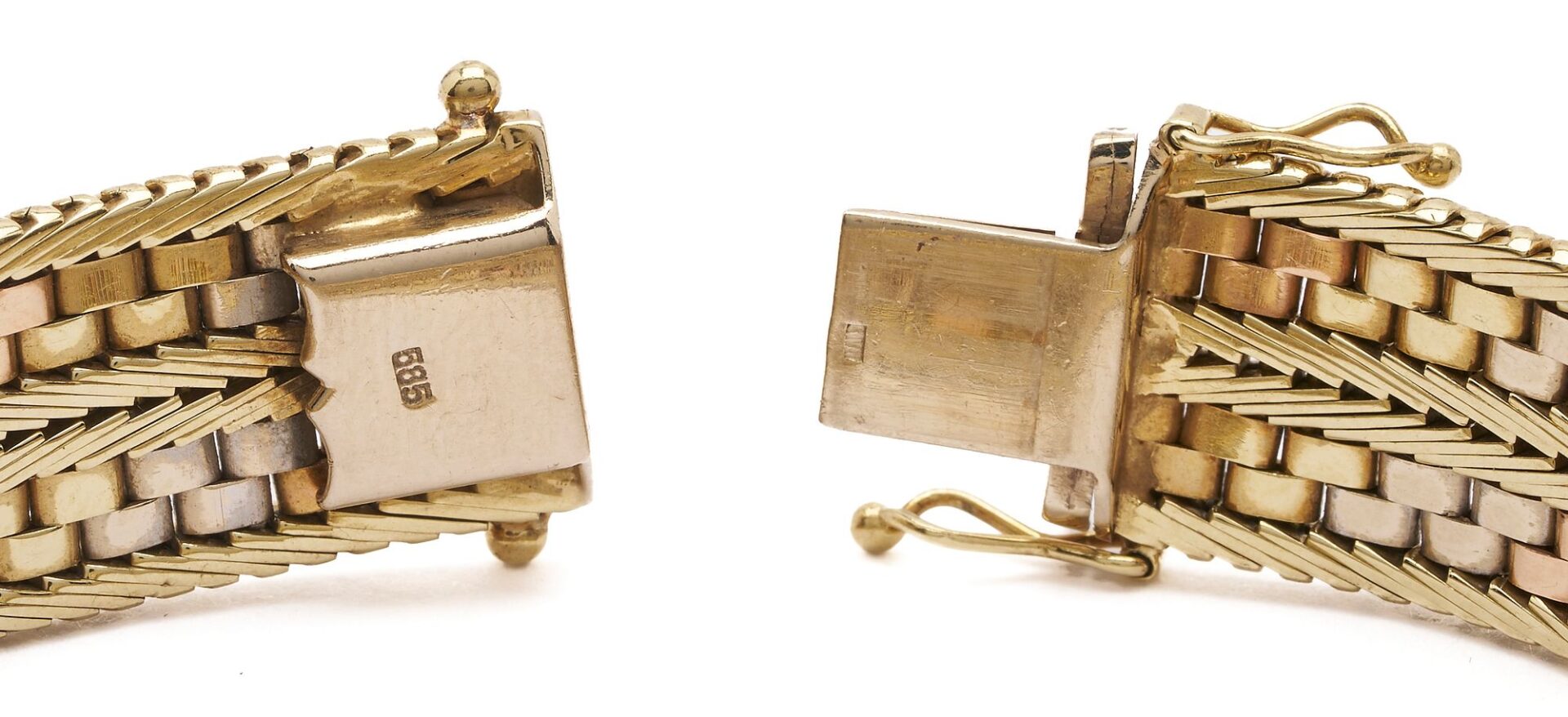 Lot 295: 14K Gold Tricolor Bracelet