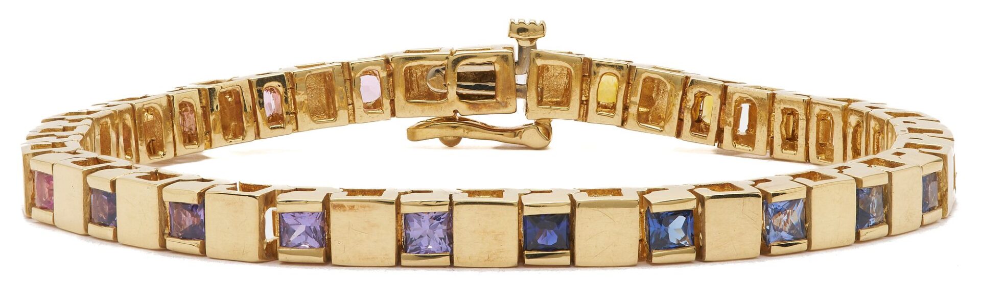 Lot 299: 18K Gold and Gemstone Tennis Bracelet