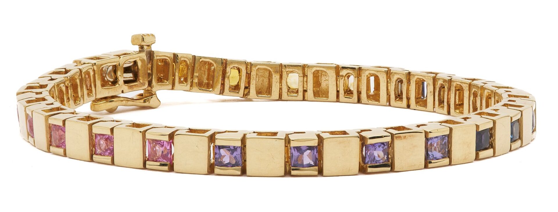 Lot 299: 18K Gold and Gemstone Tennis Bracelet