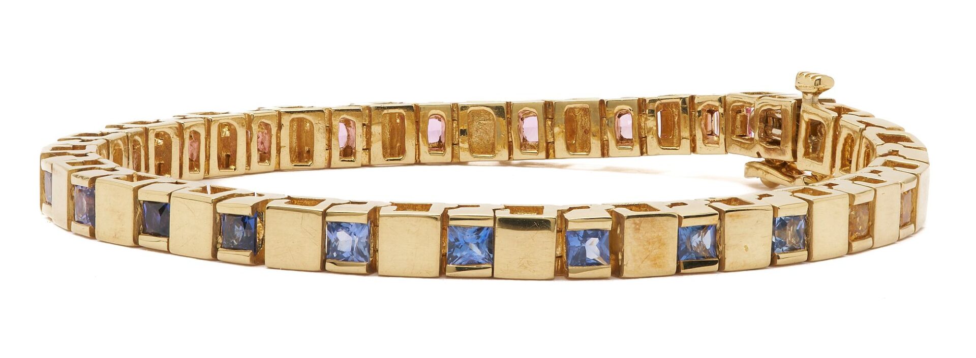 Lot 299: 18K Gold and Gemstone Tennis Bracelet