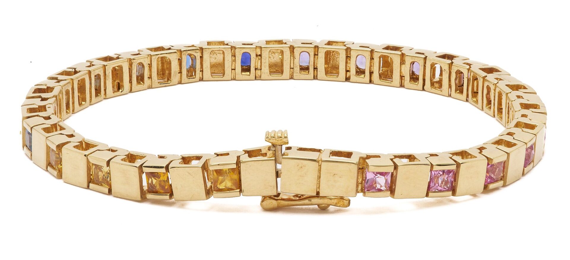 Lot 299: 18K Gold and Gemstone Tennis Bracelet