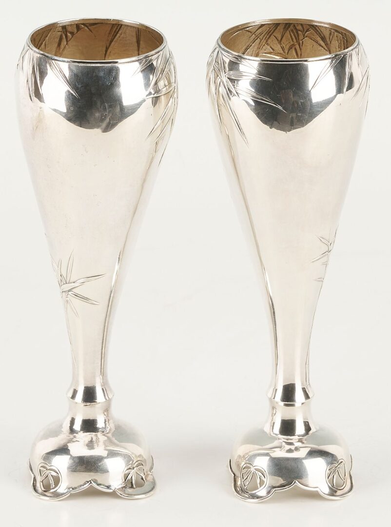 Lot 2: 2 Yokohama Japanese Sterling Vases + 1 Chinese Spoon