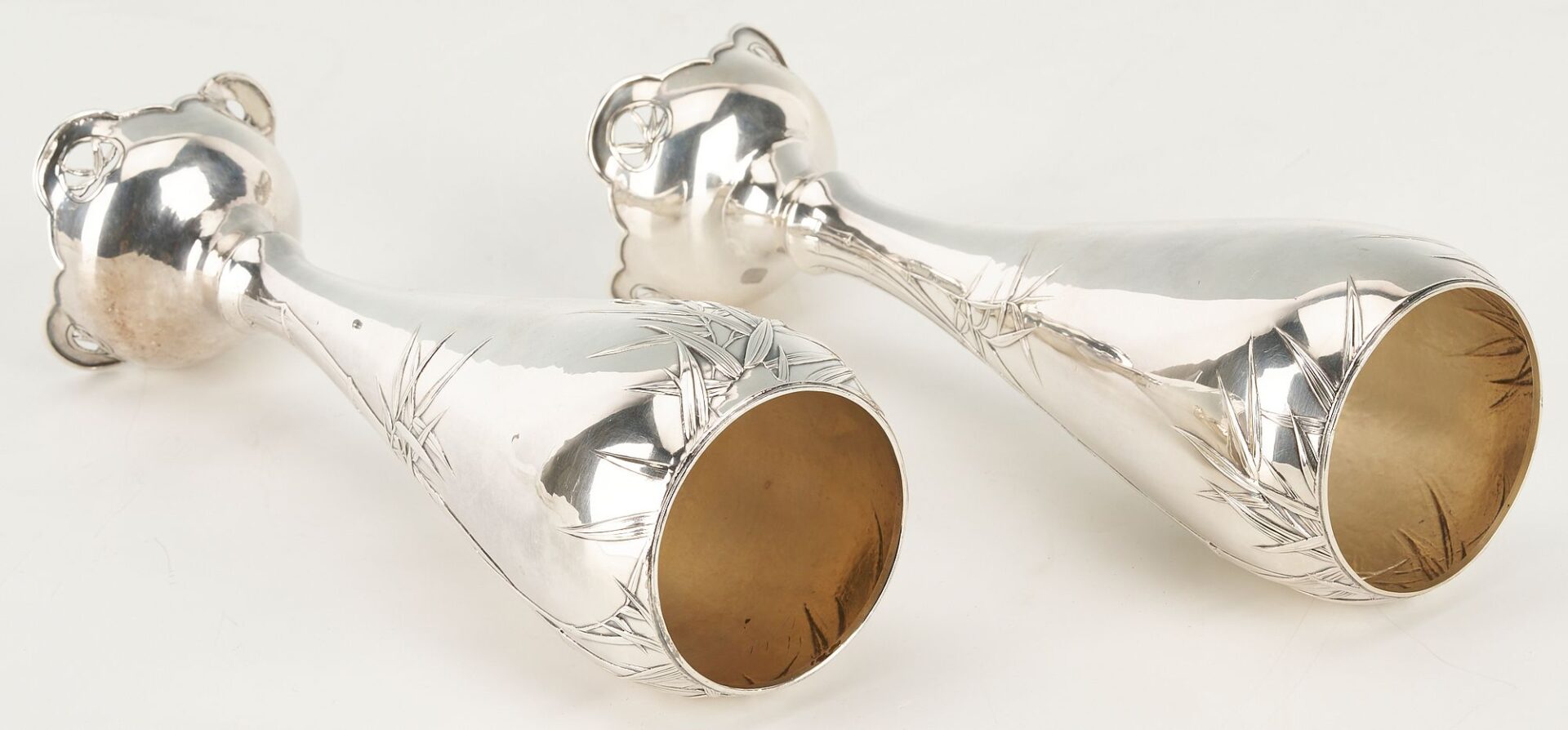 Lot 2: 2 Yokohama Japanese Sterling Vases + 1 Chinese Spoon