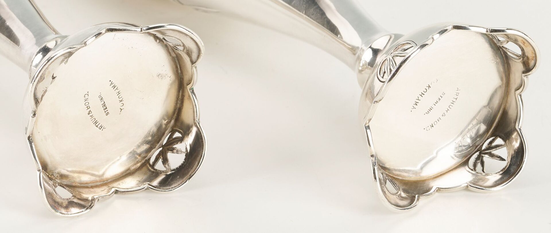 Lot 2: 2 Yokohama Japanese Sterling Vases + 1 Chinese Spoon