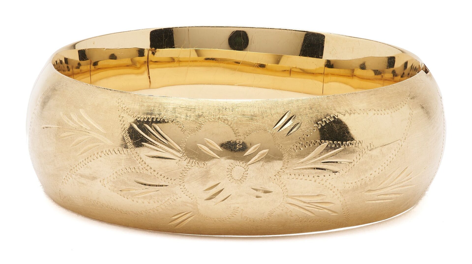 Lot 301: 14K Gold Wide Band Bangle Bracelet