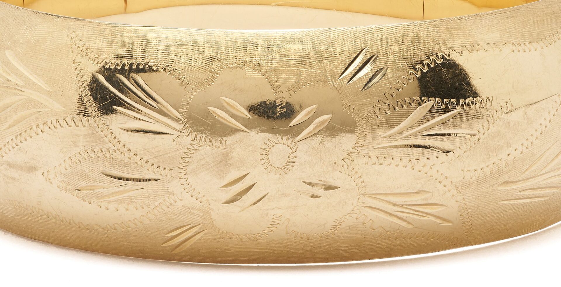 Lot 301: 14K Gold Wide Band Bangle Bracelet