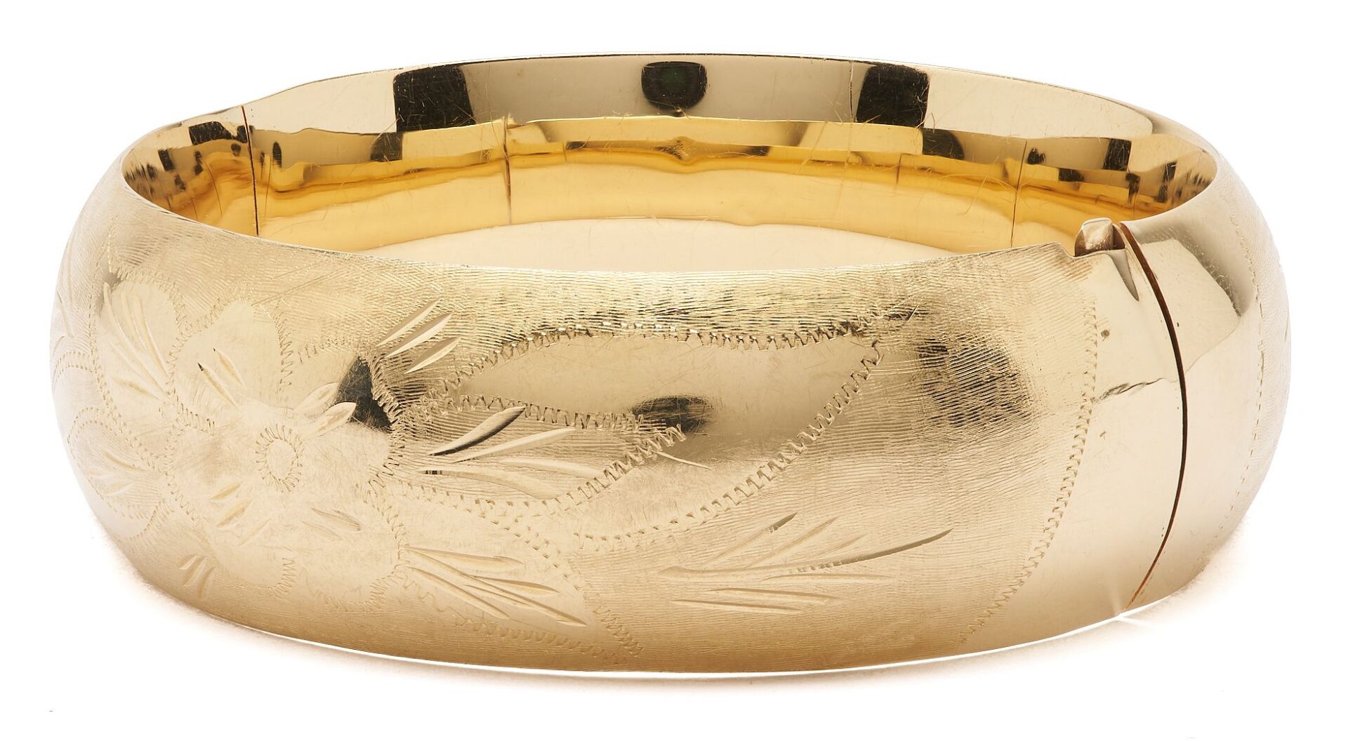 Lot 301: 14K Gold Wide Band Bangle Bracelet