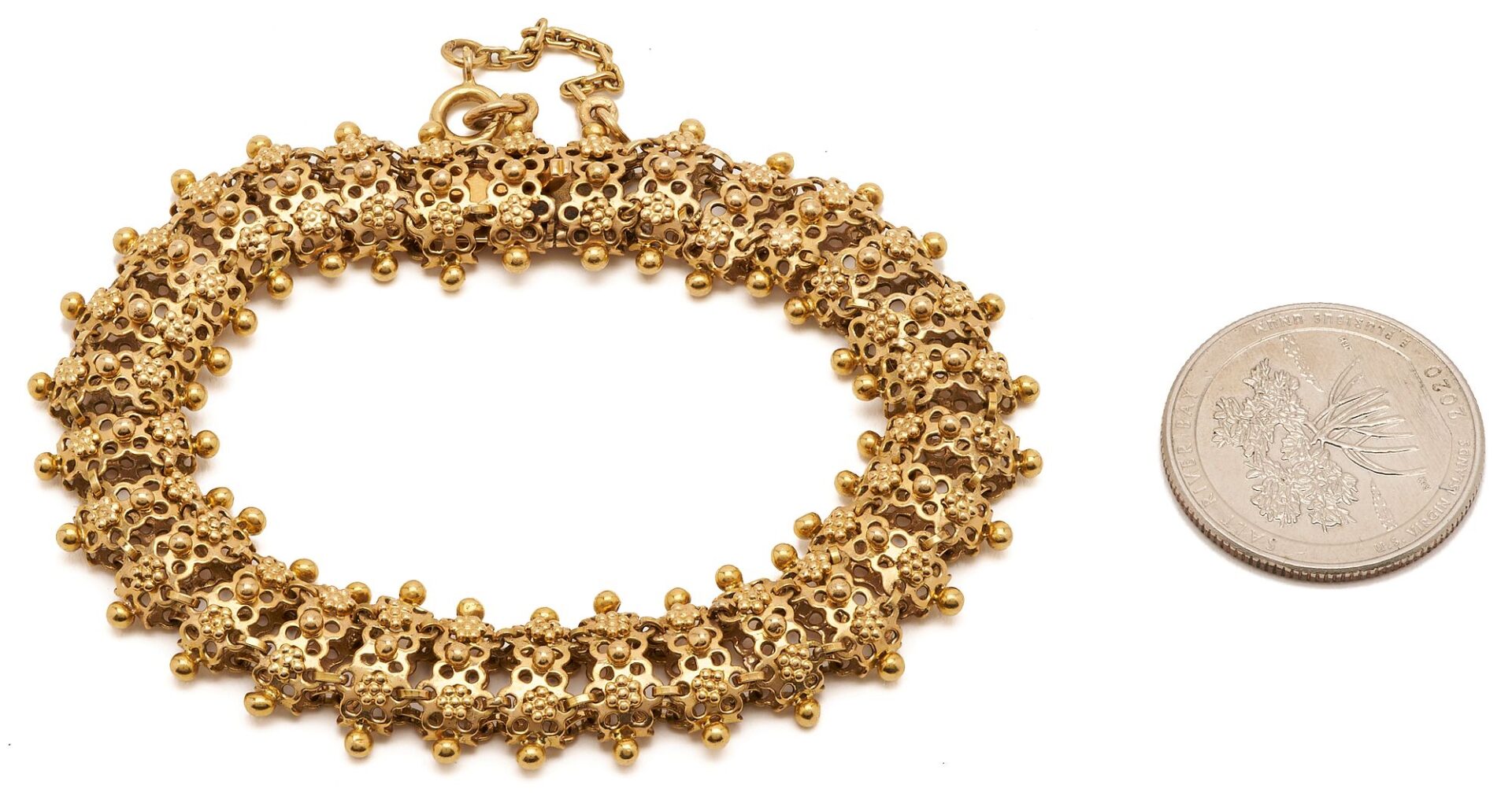 Lot 302: 18K Gold Textured Bracelet