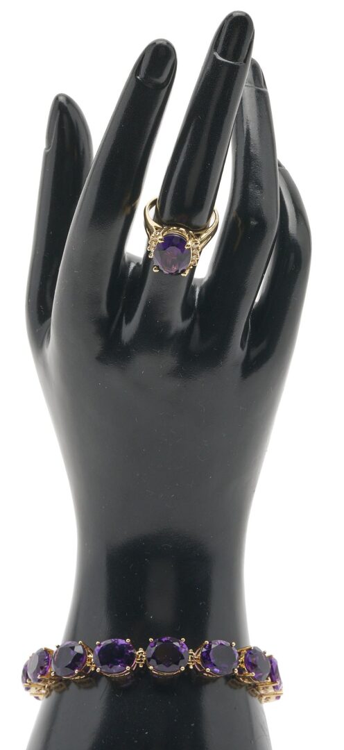 Lot 303: 14K Gold and Amethyst Bracelet & Ring