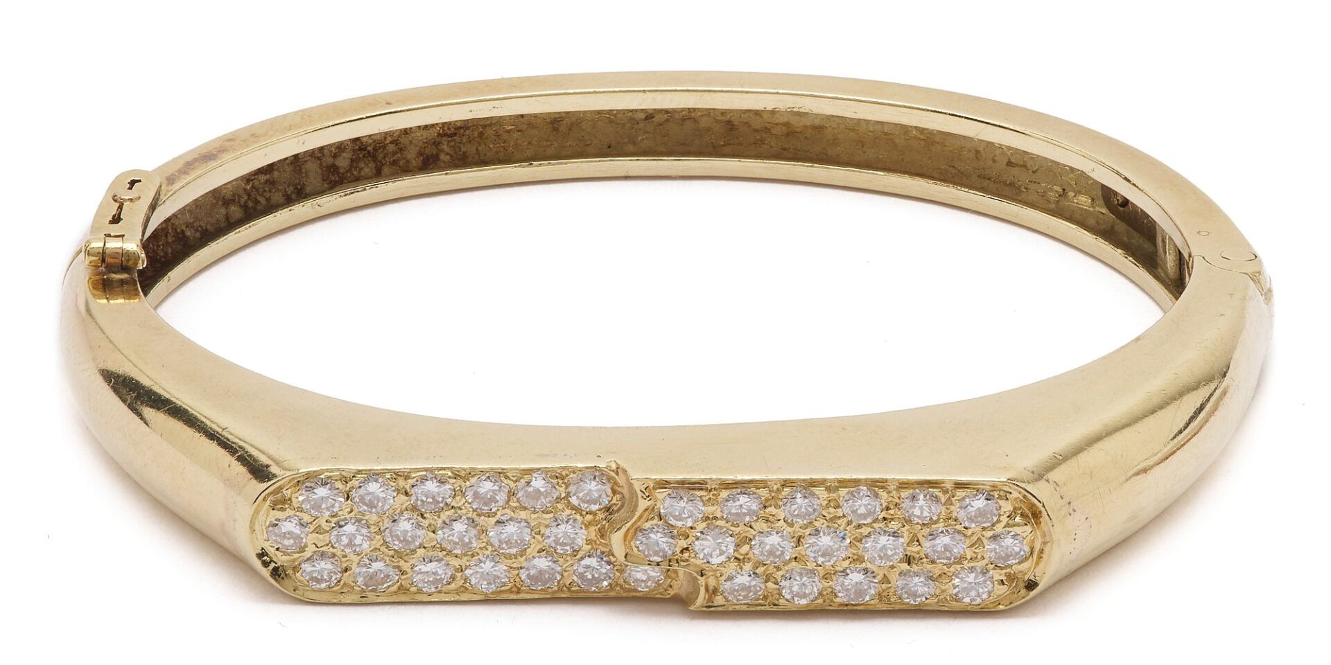 Lot 304: 14K Gold and Diamond Bangle Bracelet