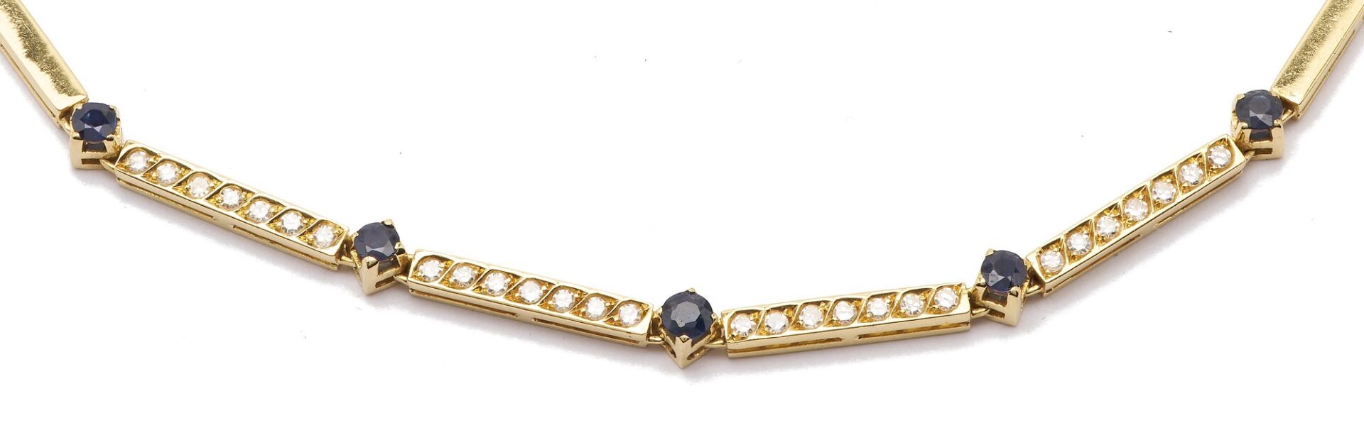 Lot 305: 18K Gold, Sapphire, & Diamond Necklace