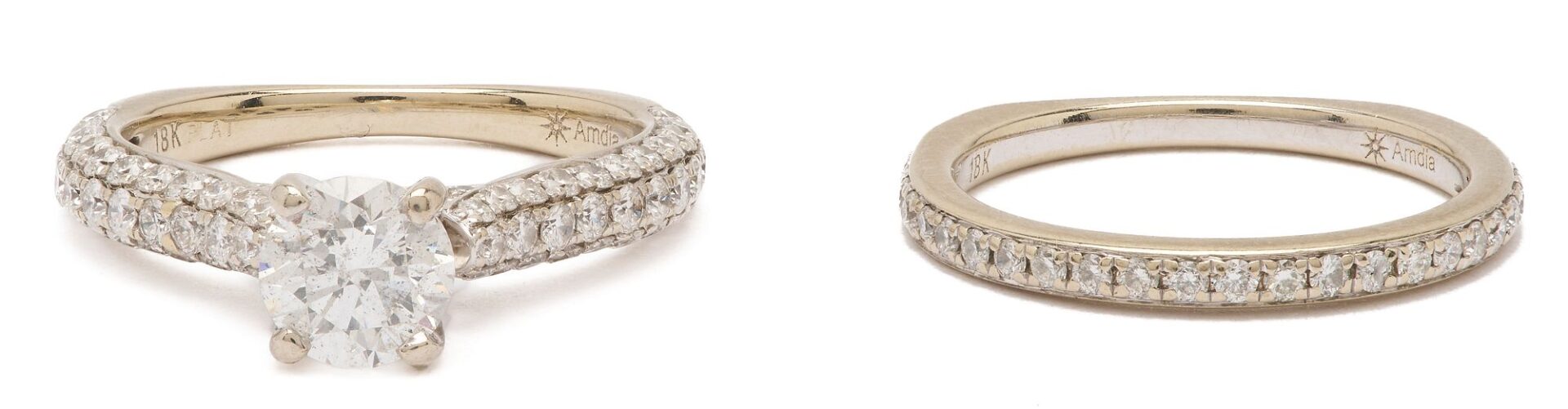 Lot 308: Platinum & 18K Gold Diamond Wedding Set