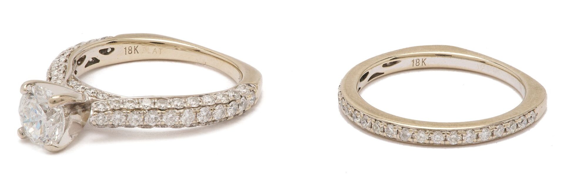 Lot 308: Platinum & 18K Gold Diamond Wedding Set
