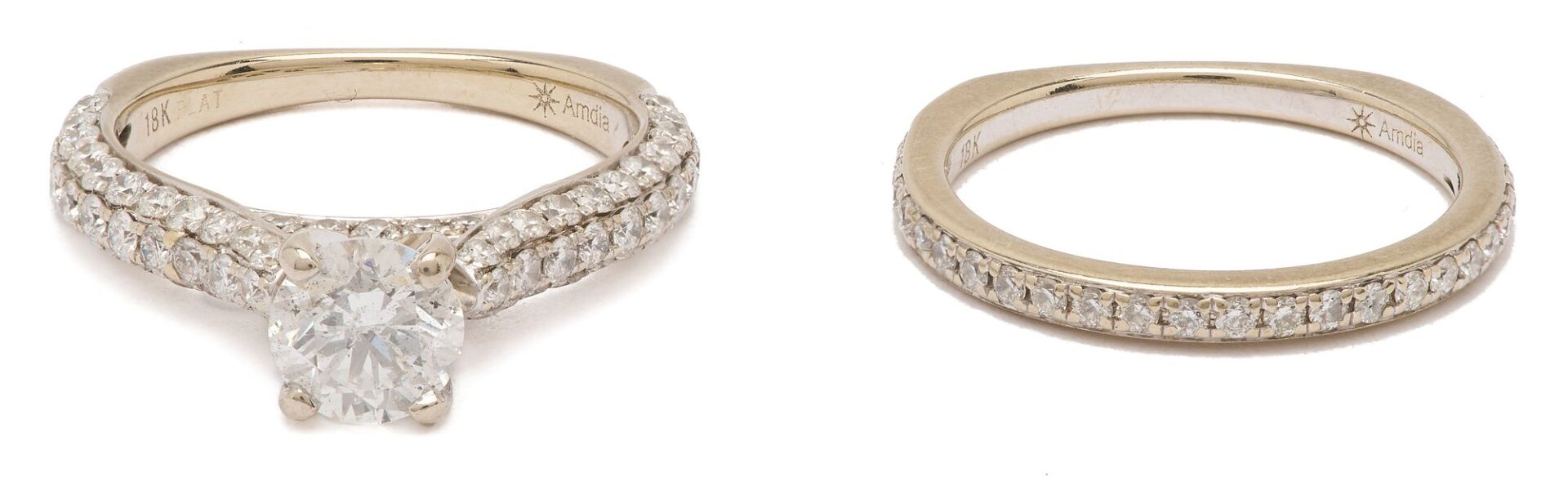Lot 308: Platinum & 18K Gold Diamond Wedding Set