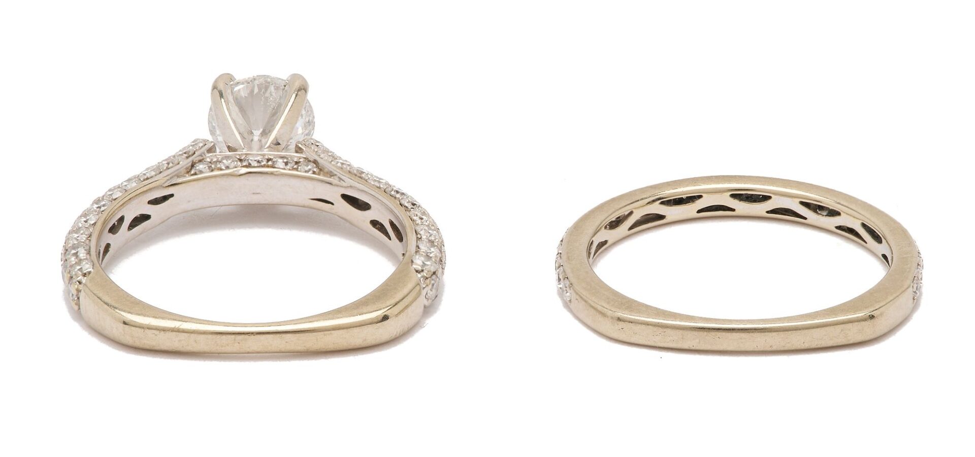 Lot 308: Platinum & 18K Gold Diamond Wedding Set