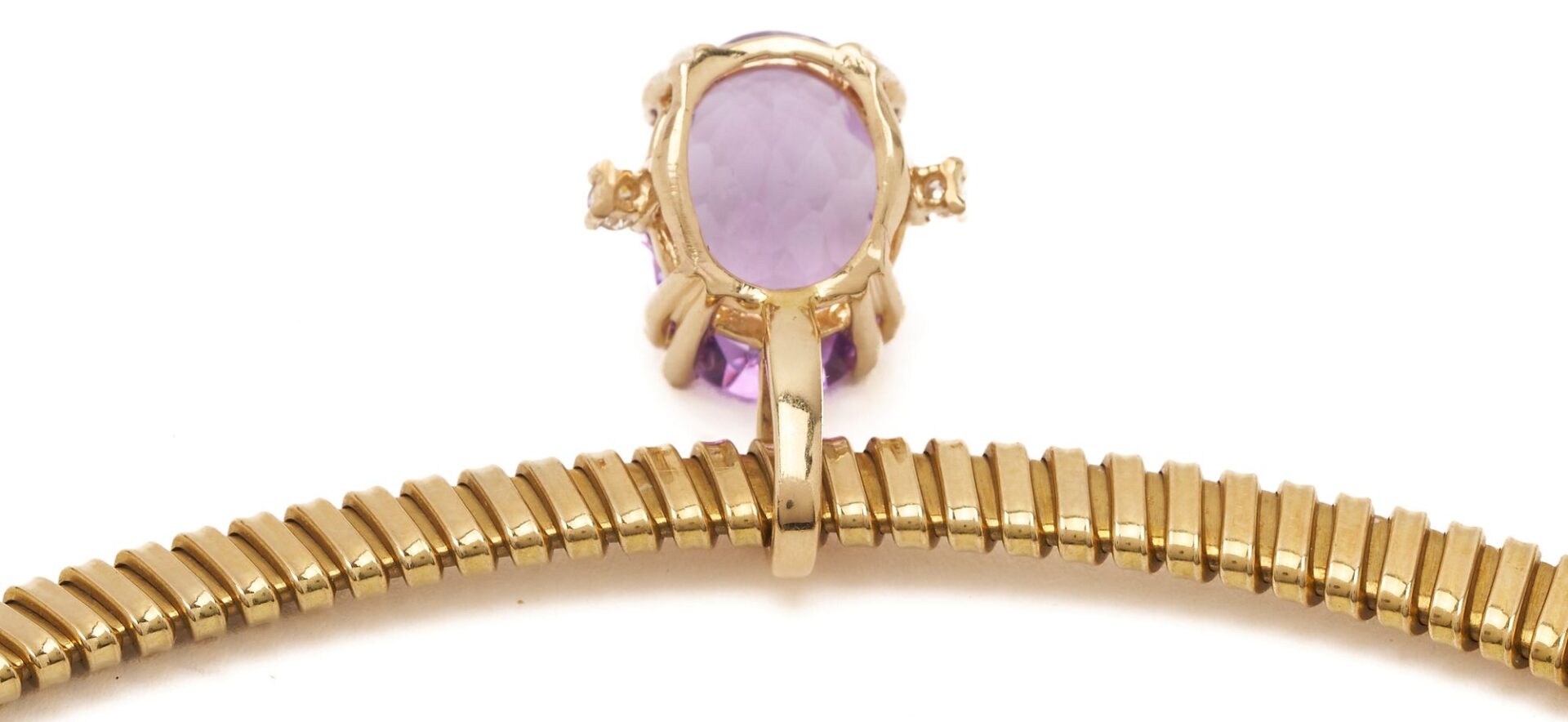 Lot 312: 14K Gold, Amethyst, & Diamond Necklace