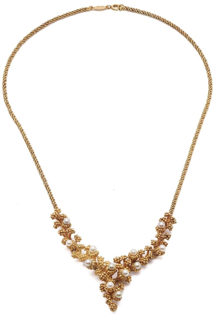 Lot 315: 14K German Gold & Pearl Necklace