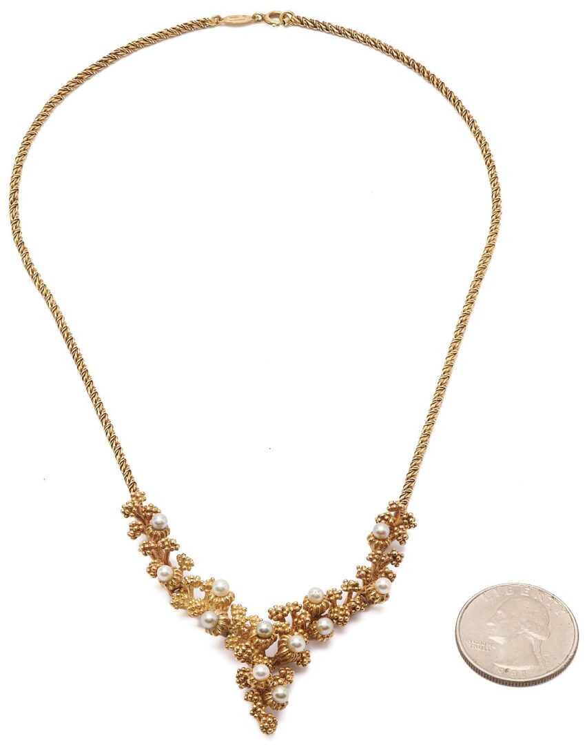 Lot 315: 14K German Gold & Pearl Necklace