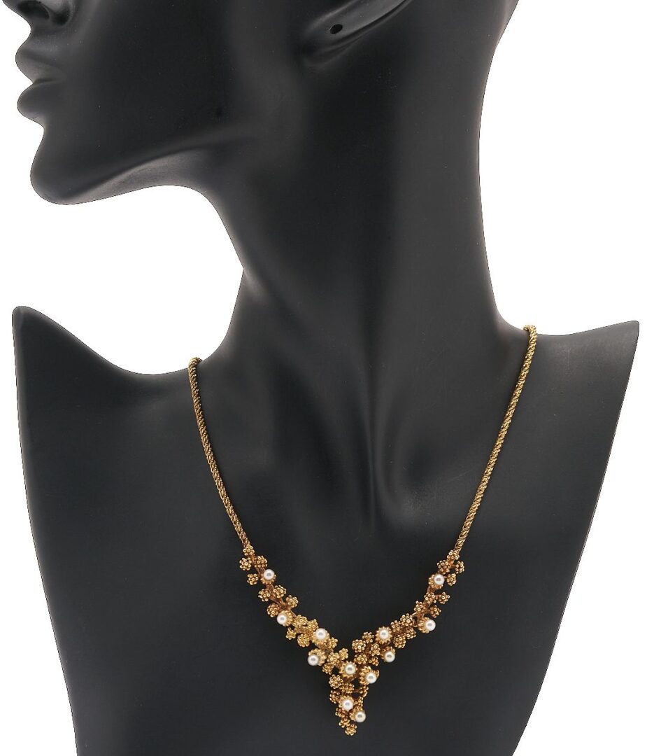 Lot 315: 14K German Gold & Pearl Necklace