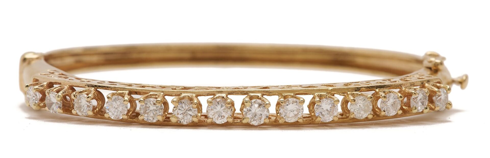 Lot 316: 14K Gold & Diamond Bangle Bracelet