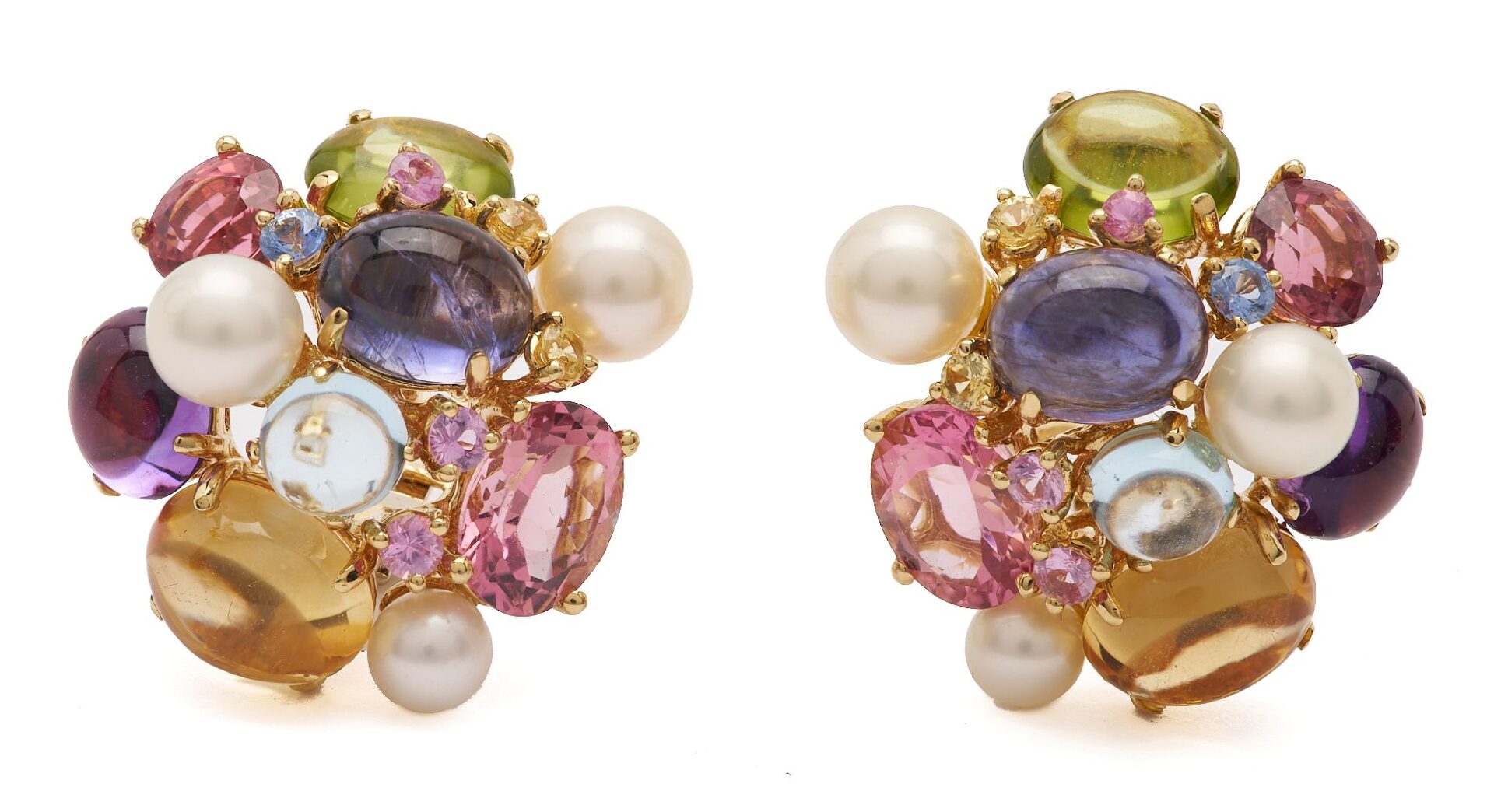 Lot 317: 18K Gold  Bubble Earrings, style of Seaman Schepp