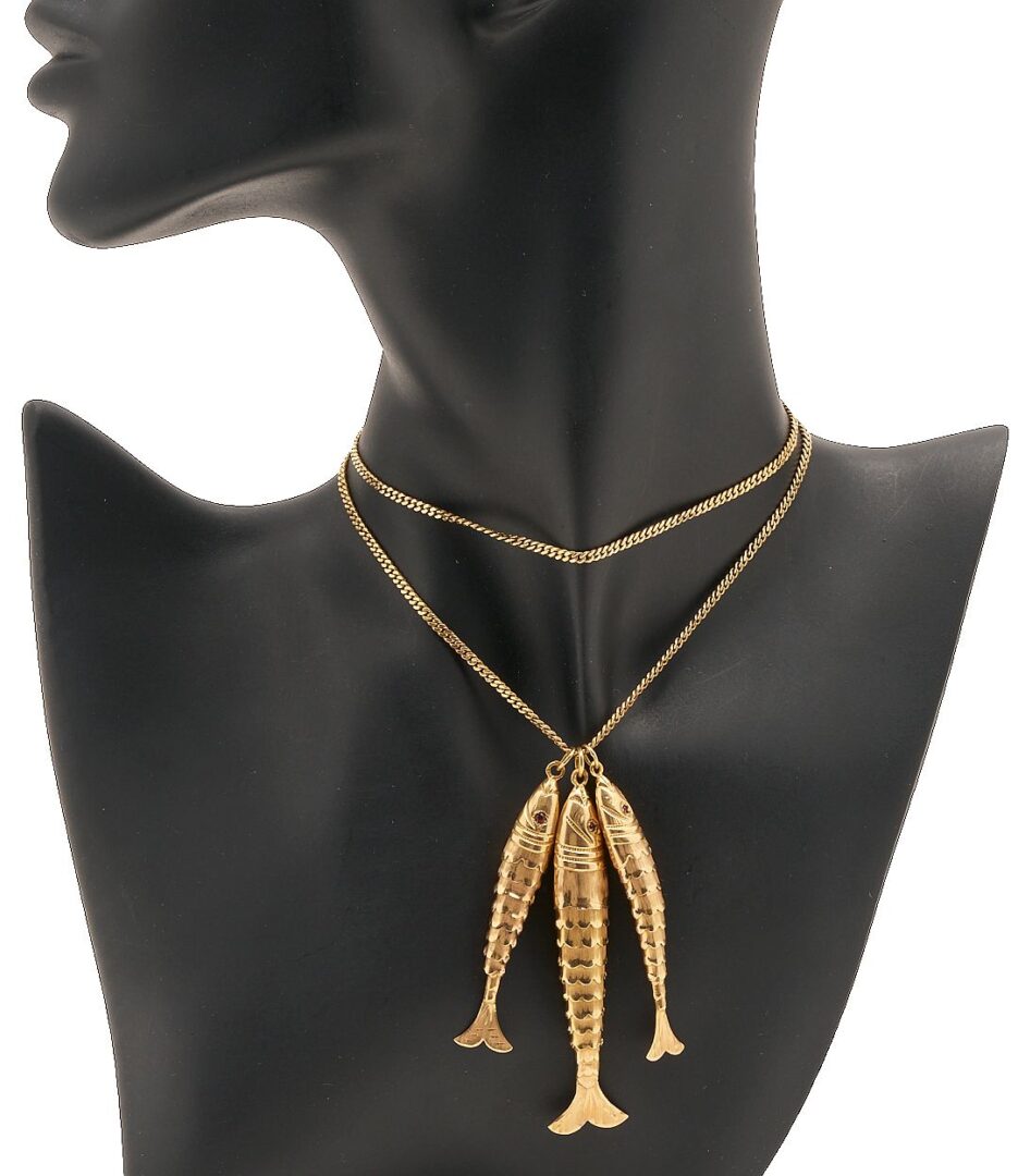 Lot 318: 18K Gold & Ruby Fish Necklace