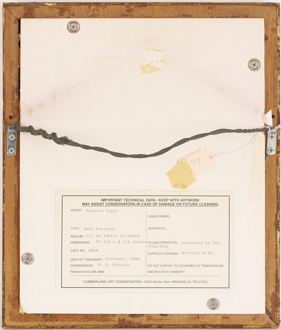 Lot 324: Charles Cagle O/B Self Portrait