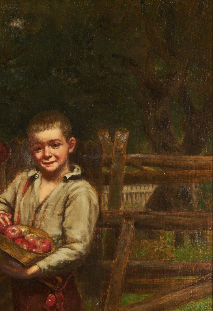 Lot 326: Exhibited David S. Pope O/C, Boys with Apples, c. 1885