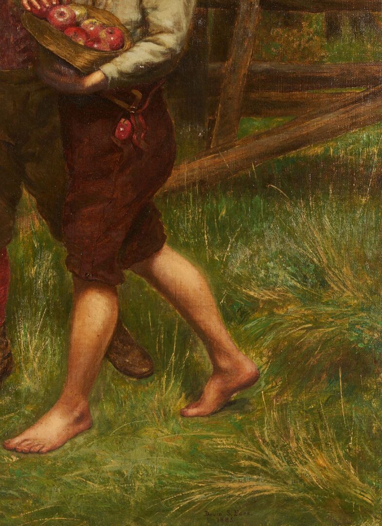 Lot 326: Exhibited David S. Pope O/C, Boys with Apples, c. 1885